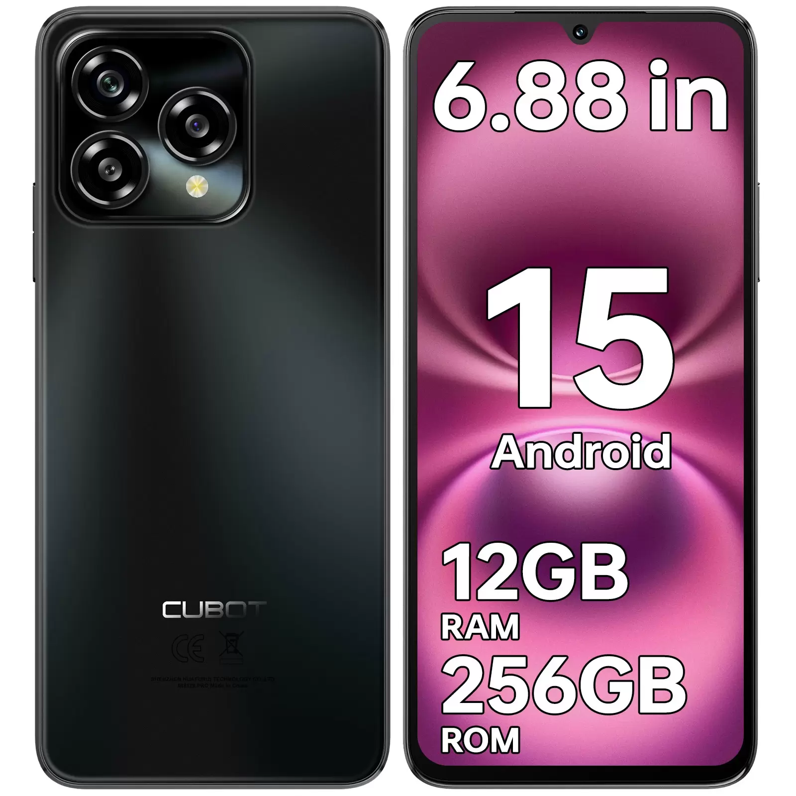 CUBOT A40 Smartphone Android 15, 12GB+256GB/1TB, 6.88" HD+ 120Hz Display, 48MP Camera, 5100mAh, 4G Dual SIM/Face ID/OTG/NFC/GPS/Dual Speakers