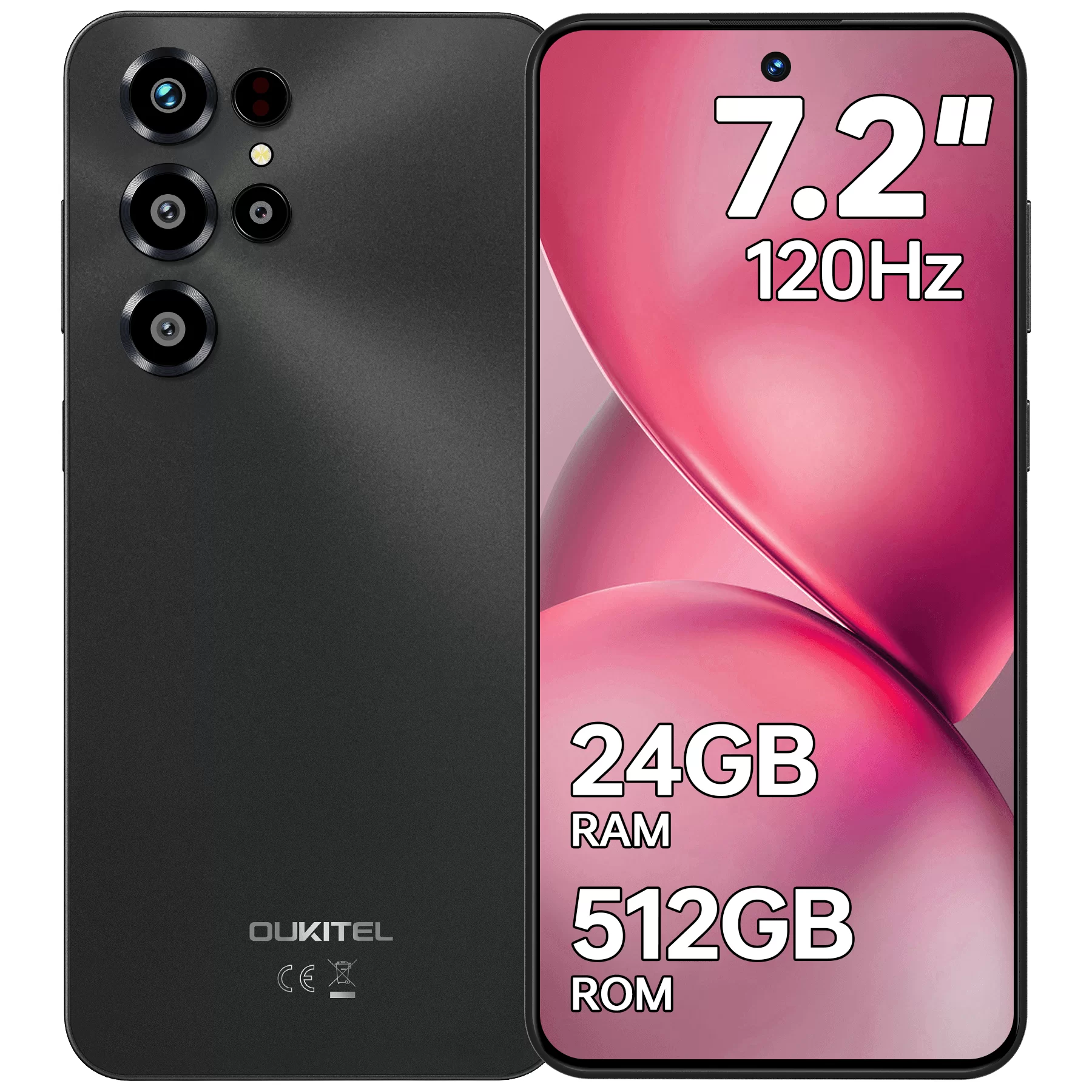 OUKITEL C68 Unlocked Cell Phone -7.2''120Hz Display, 24GB+512GB Smartphone, 6000mAh Battery Phones, 64MP+8MP Camera, Android 15 Mobile Phone, 4G Dual SIM/Fingerprint/Face ID/GPS/NFC/BT5.0