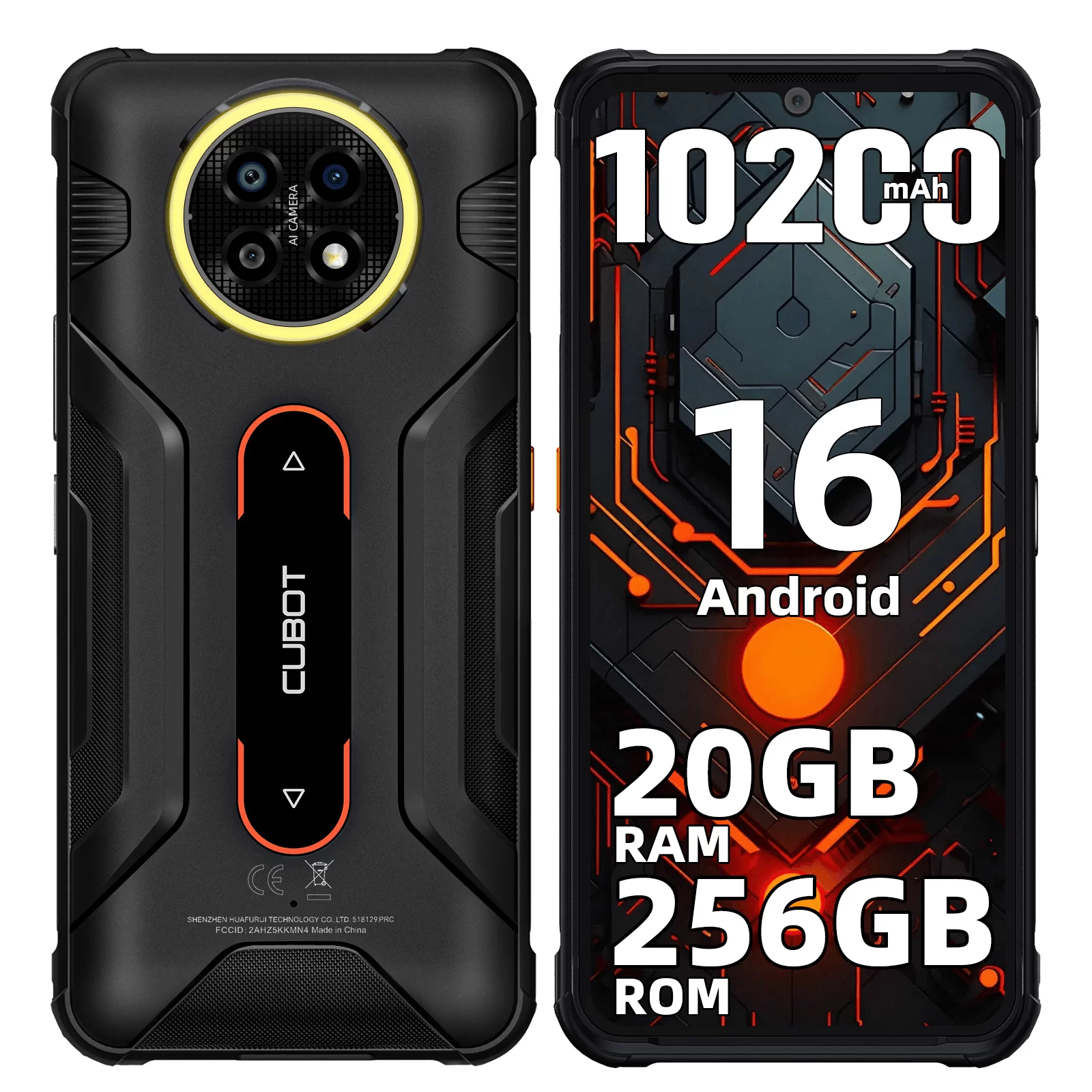 CUBOT Kingkong ACE 5 Rugged Smartphone Android 16, 10200mAh/33W Battery, 20GB+256GB/1TB, 6.74 inch 120Hz Display, 48MP+16MP Camera, Camping Lights, 4G Dual SIM/Face ID/IP68/IP69K/NFC/GPS